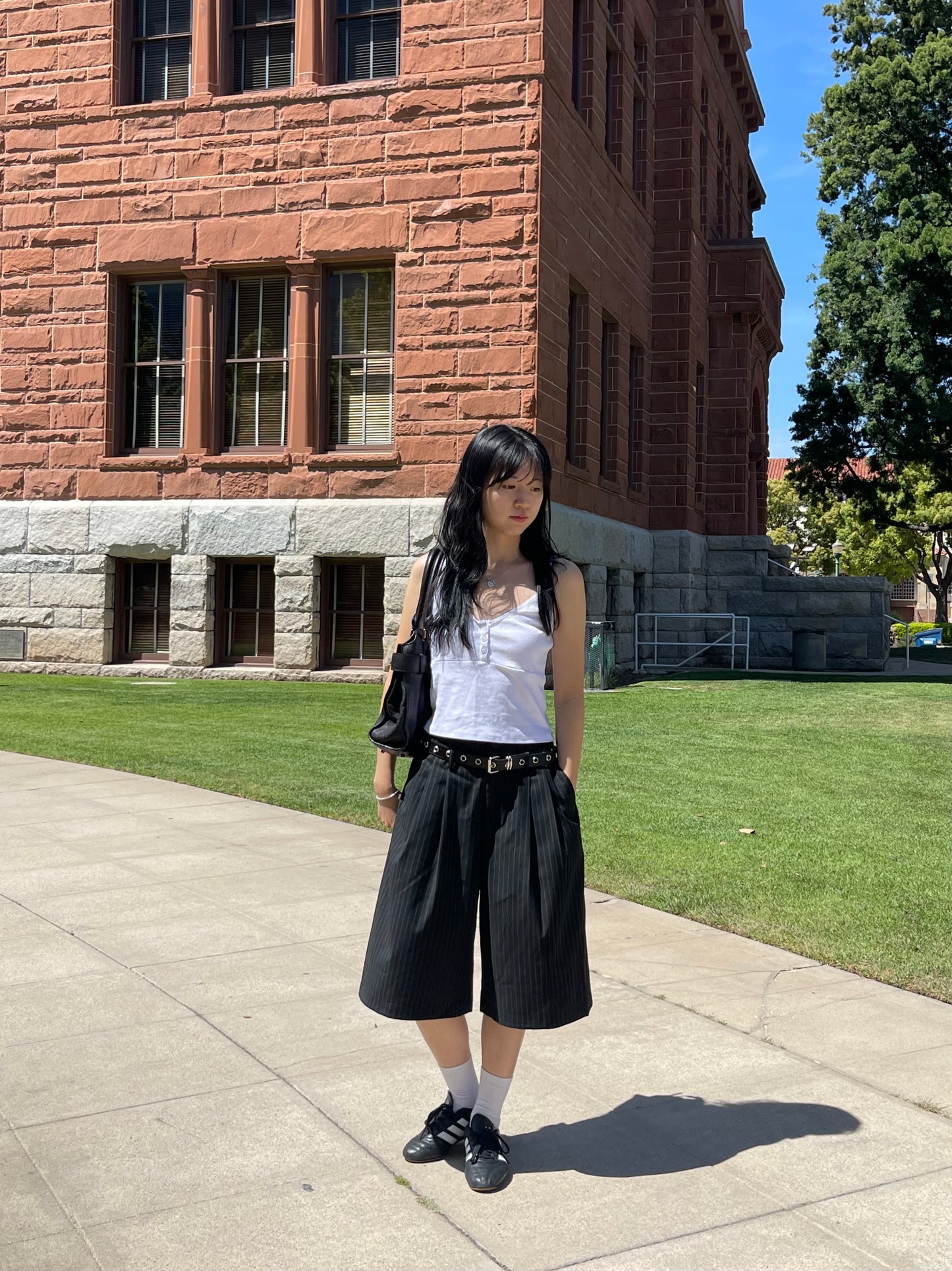 STRIPE BERMUDA PANTS (BELT SET)