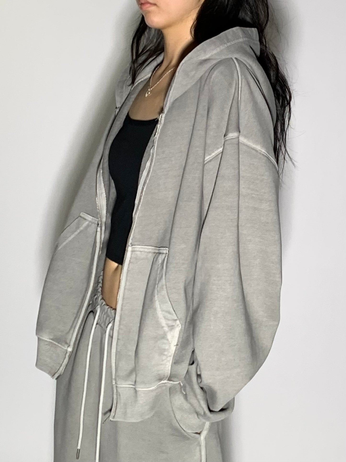 WASHED CROP ZIP UP