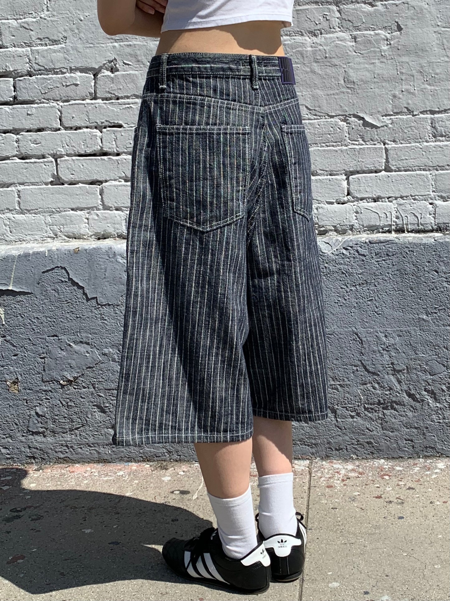 NON FADE STRIPE HALF DENIM