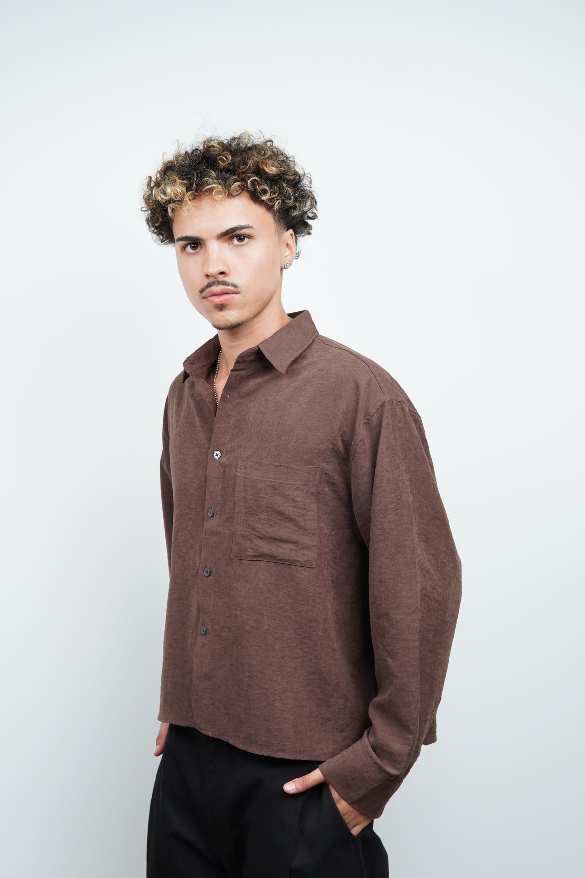 SUEDE CROP SHIRT
