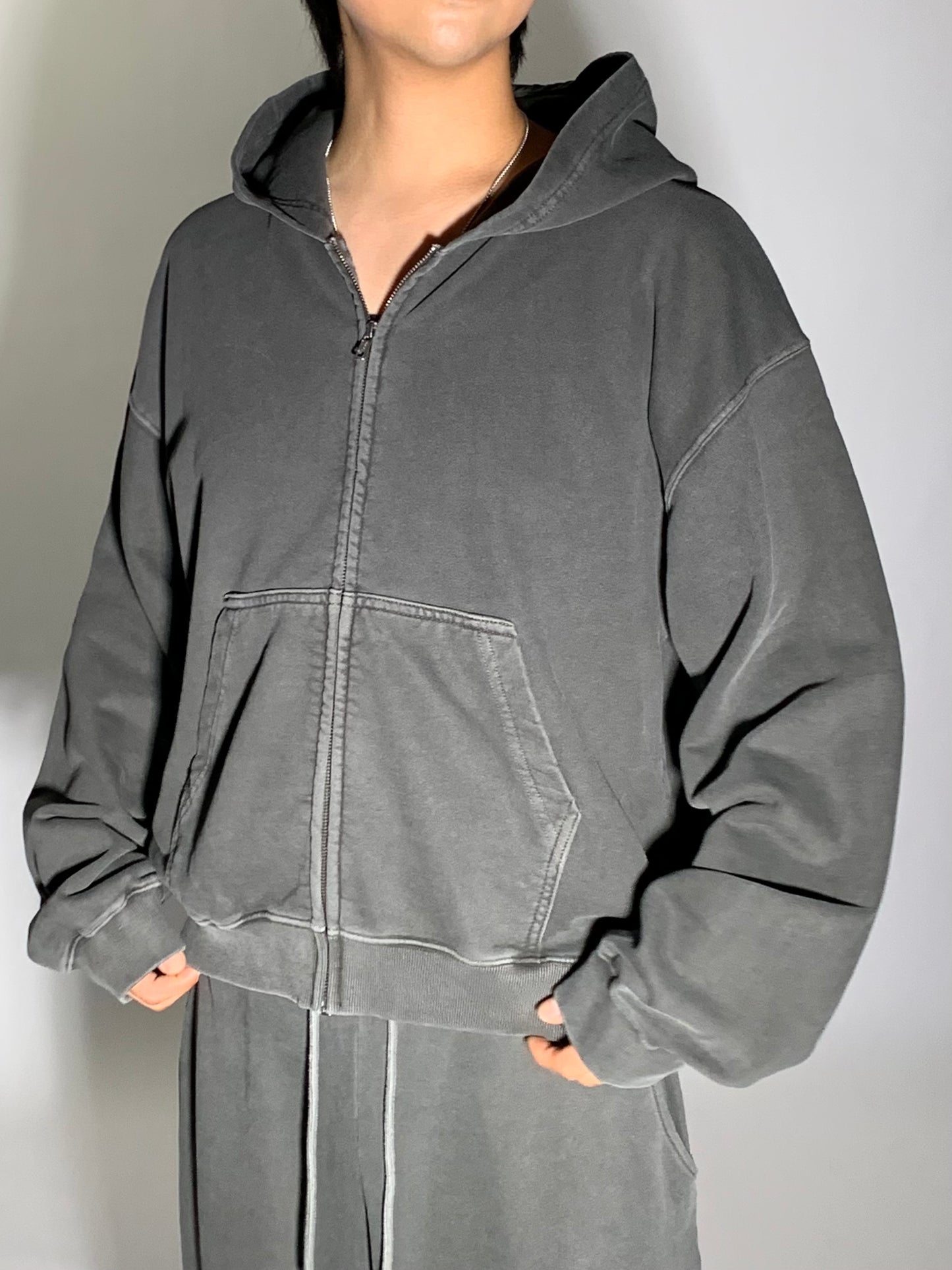 WASHED CROP ZIP UP