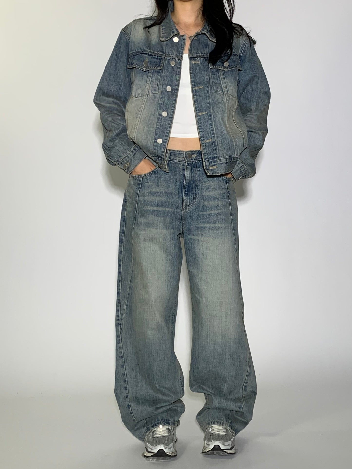 WASHED DENIM SET - DENIM