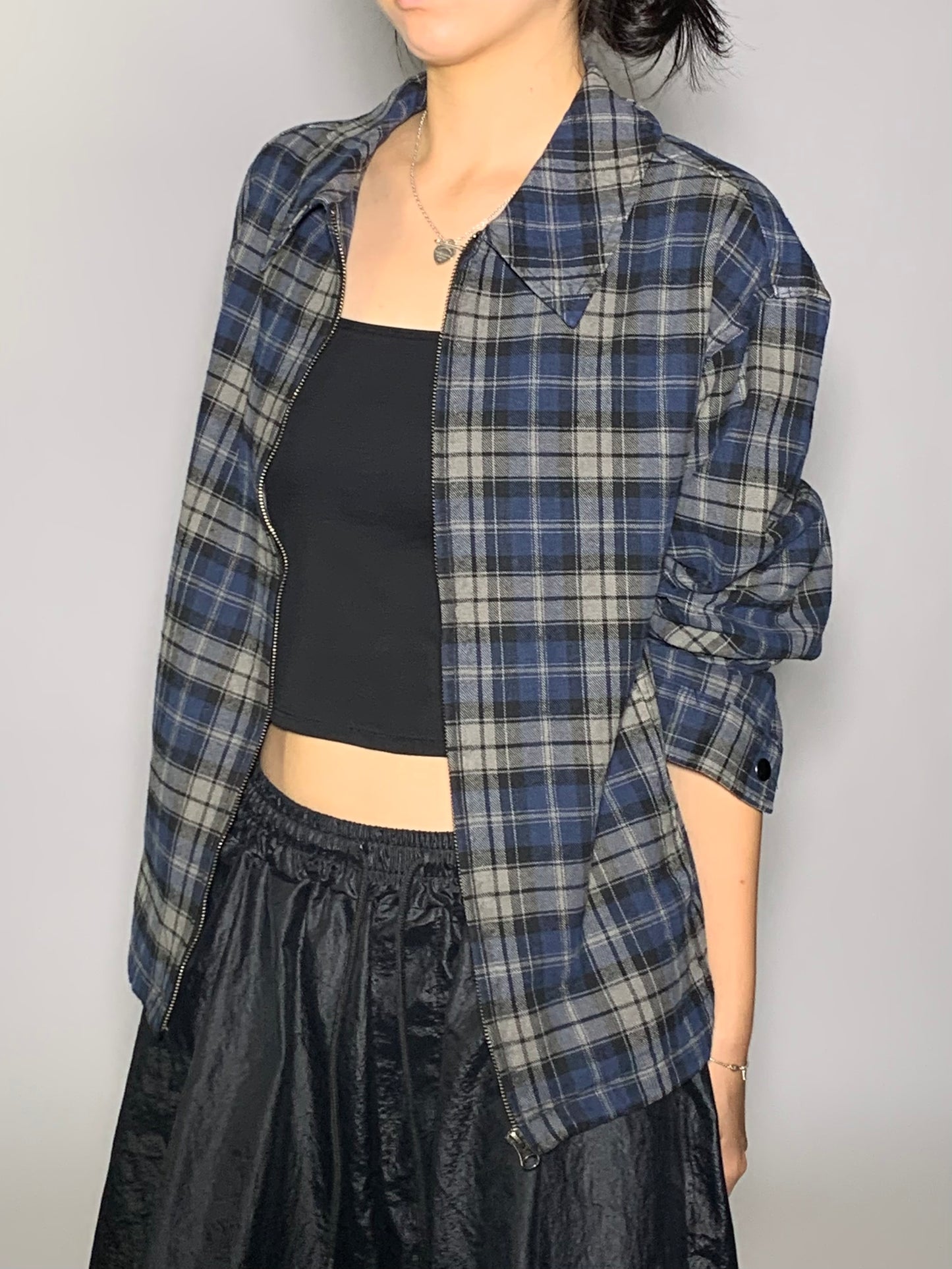 WASHED CROP CHECK JACKET