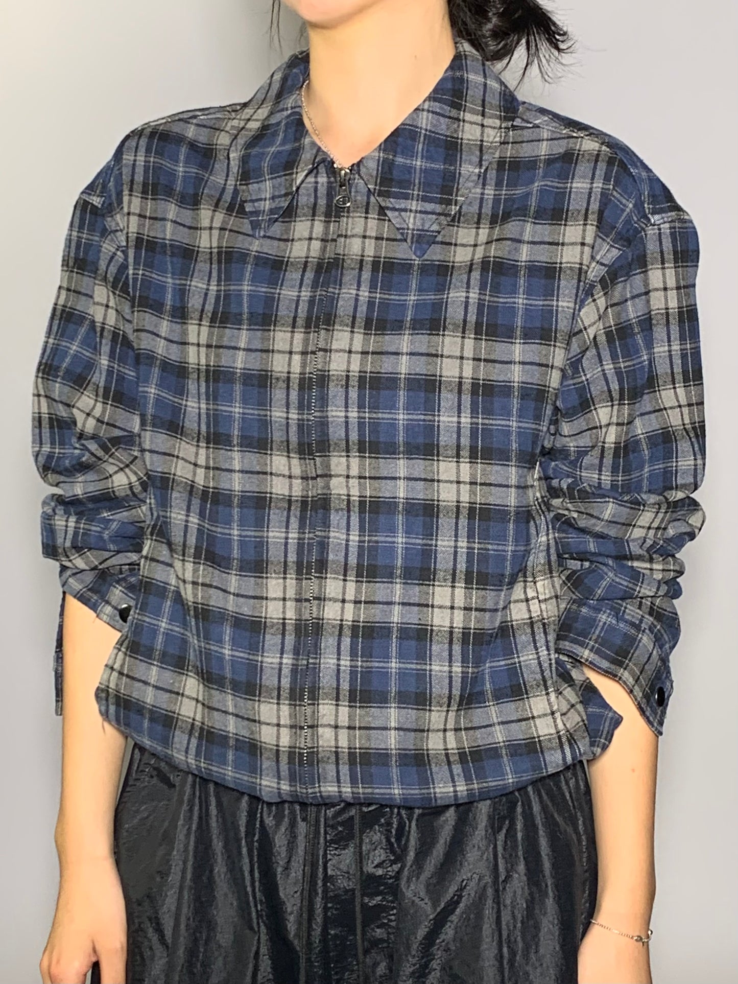 WASHED CROP CHECK JACKET