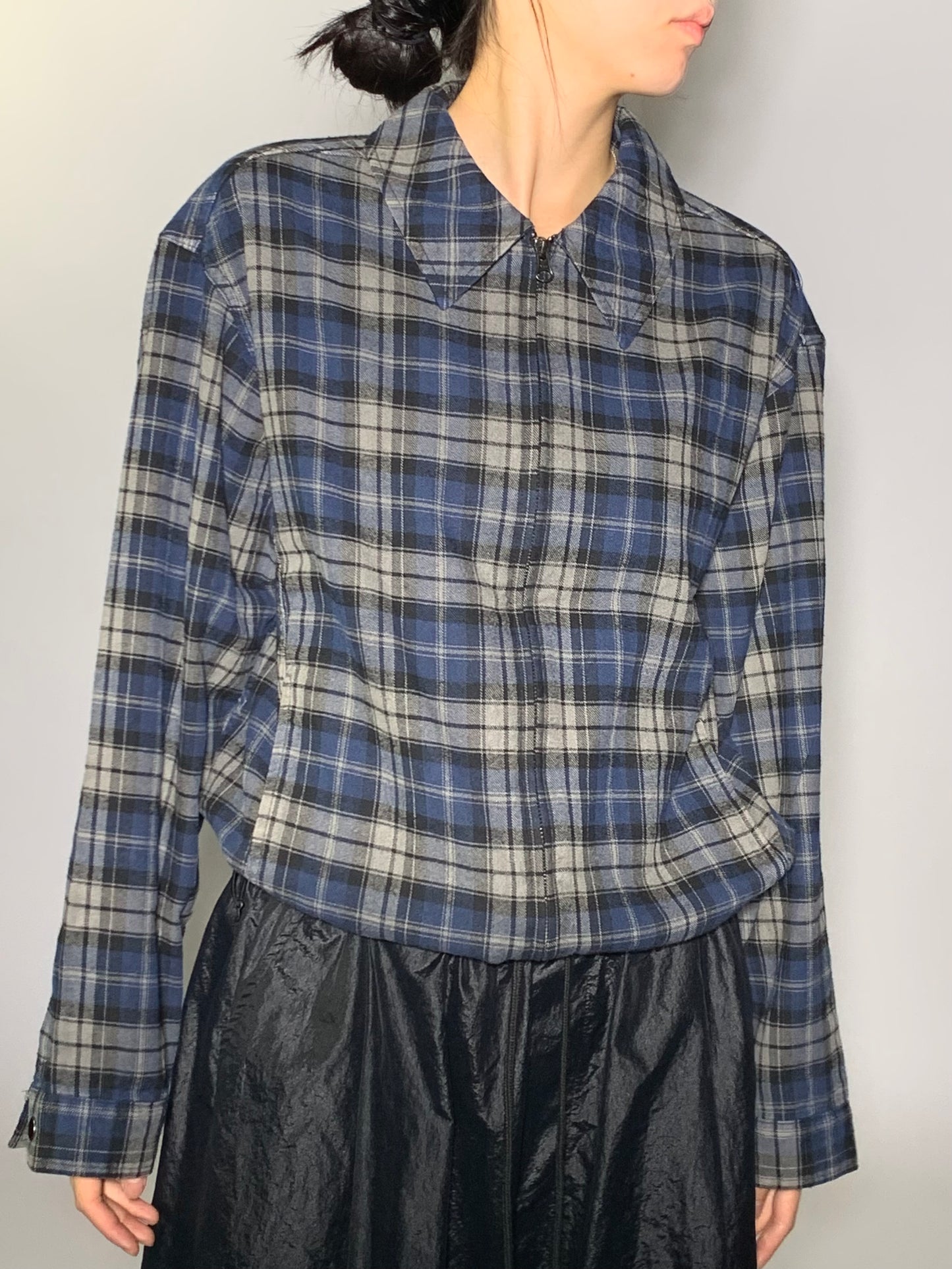 WASHED CROP CHECK JACKET
