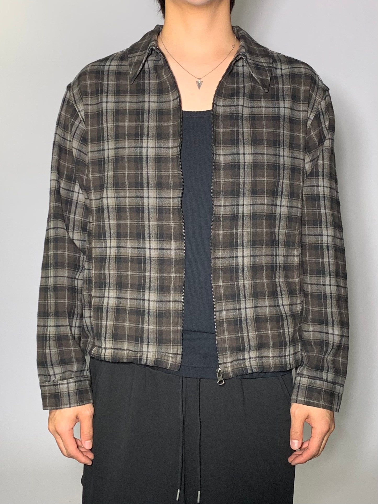 WASHED CROP CHECK JACKET