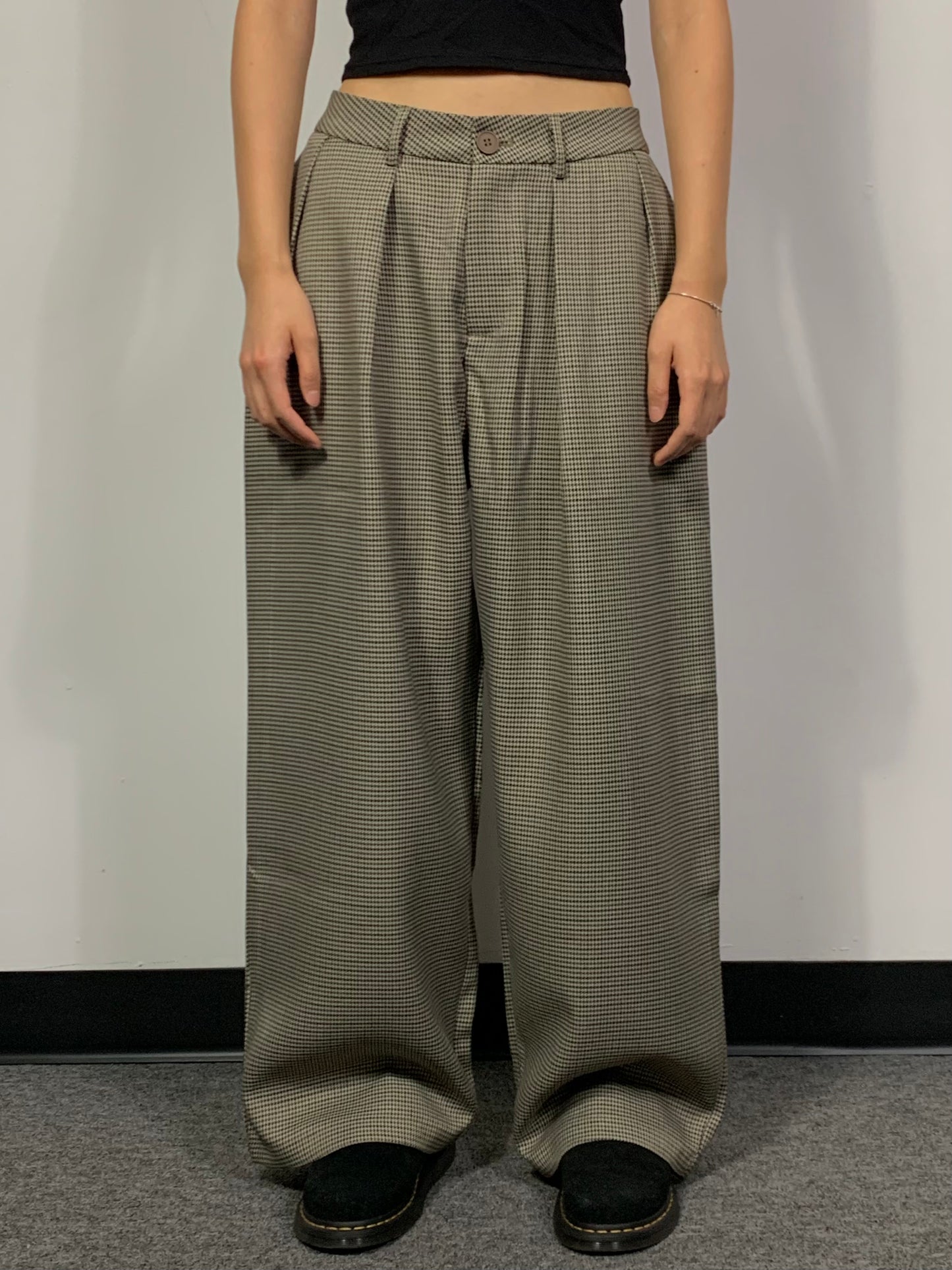 GINGHAM CHECK WIDE SLACKS