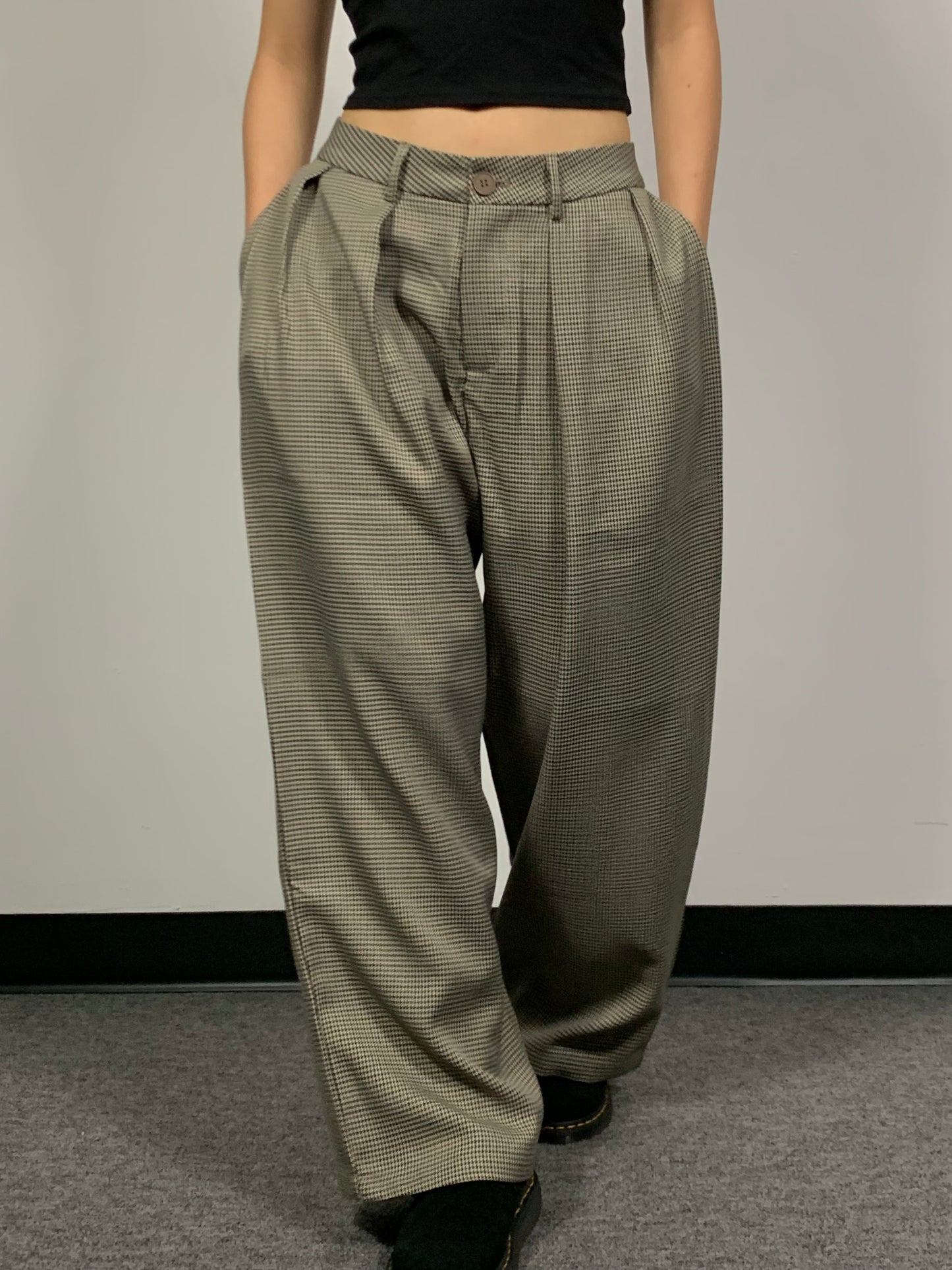 GINGHAM CHECK WIDE SLACKS