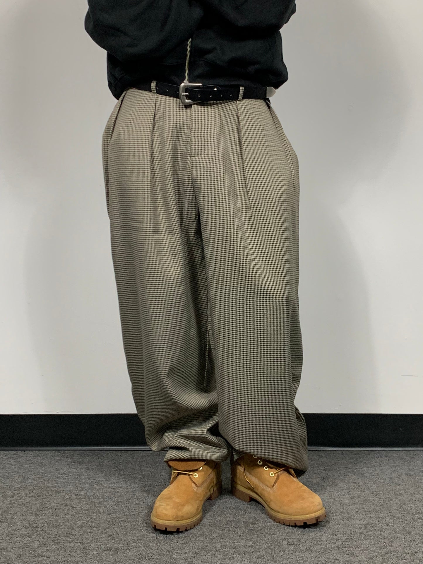 GINGHAM CHECK WIDE SLACKS