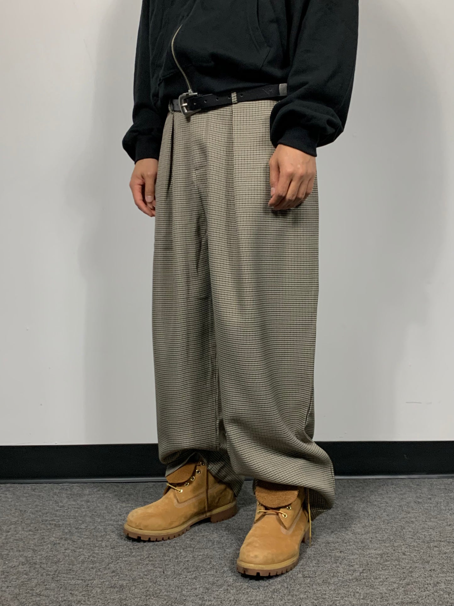 GINGHAM CHECK WIDE SLACKS