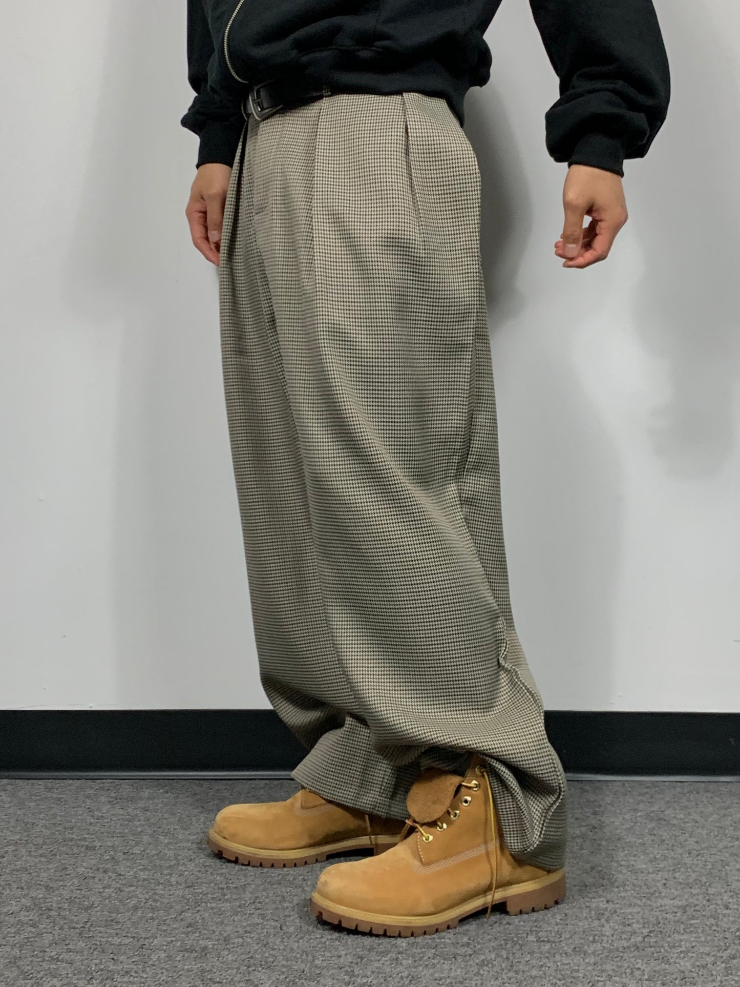 GINGHAM CHECK WIDE SLACKS