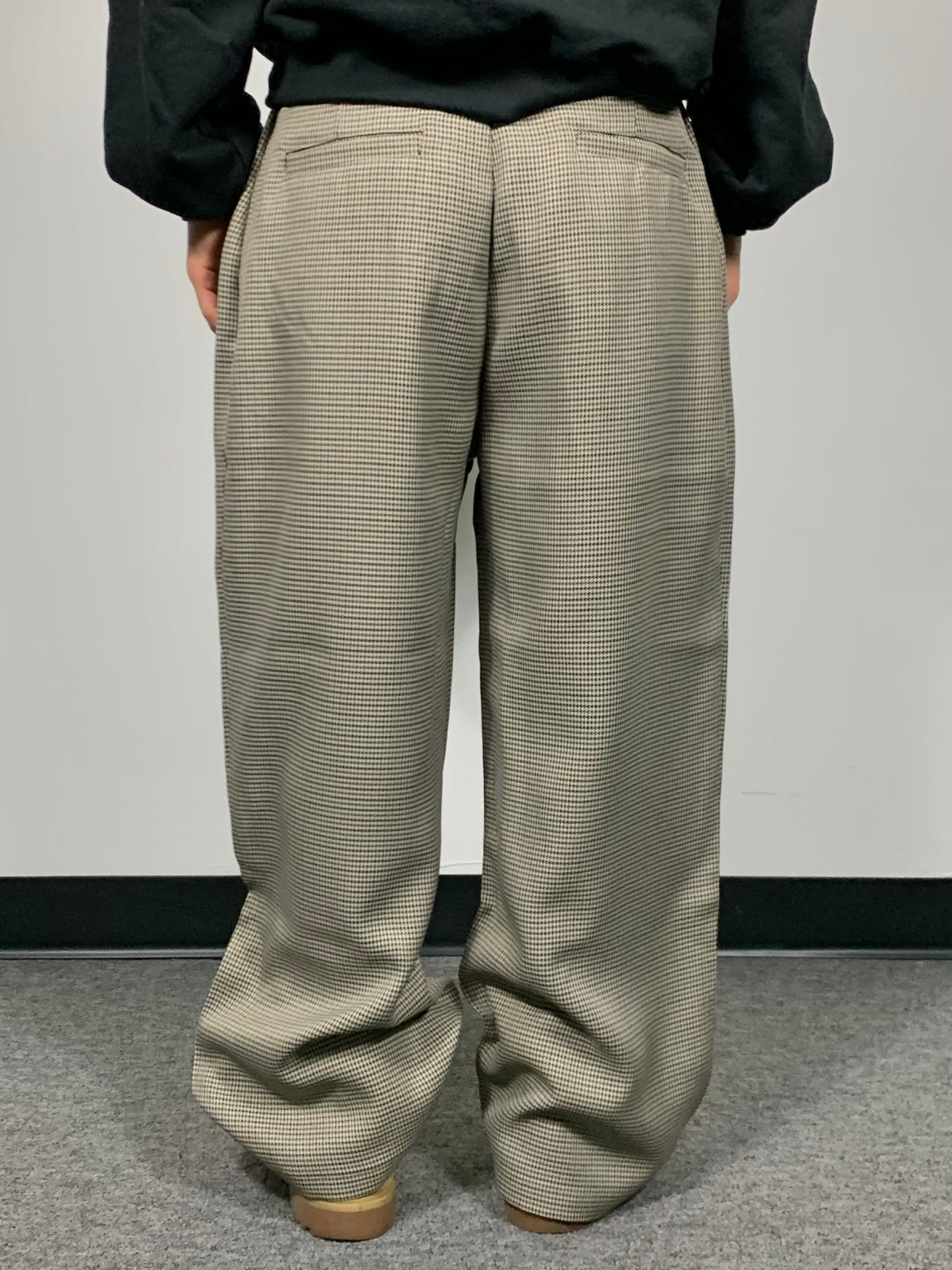 GINGHAM CHECK WIDE SLACKS