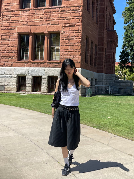STRIPE BERMUDA PANTS (BELT SET)