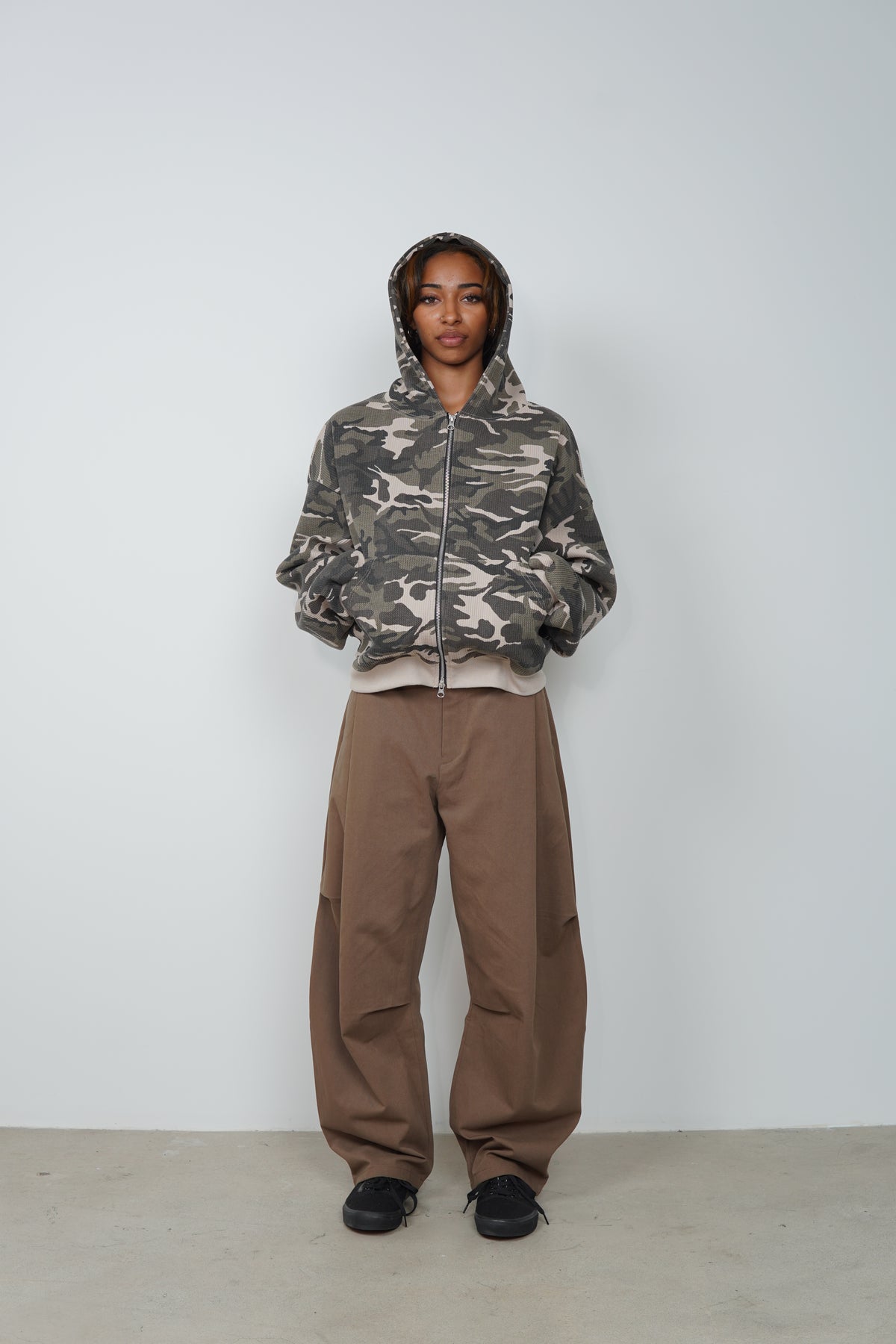 CAMO WAFFLE ZIP UP