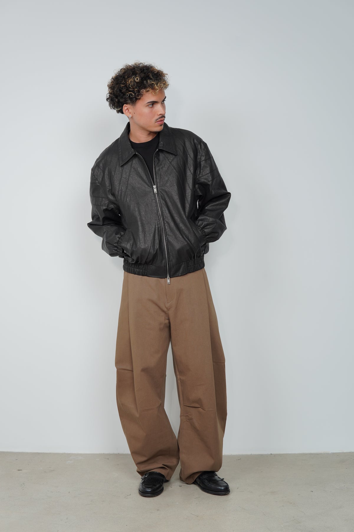 PANEL LEATHER BLOUSON