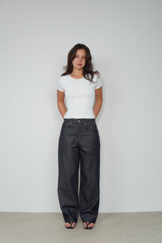 STITCH BARREL DENIM