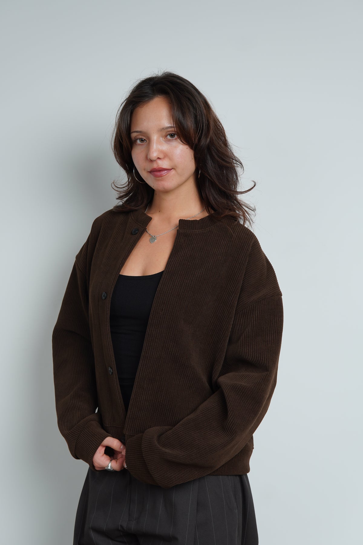 CORDUROY CROP CARDIGAN