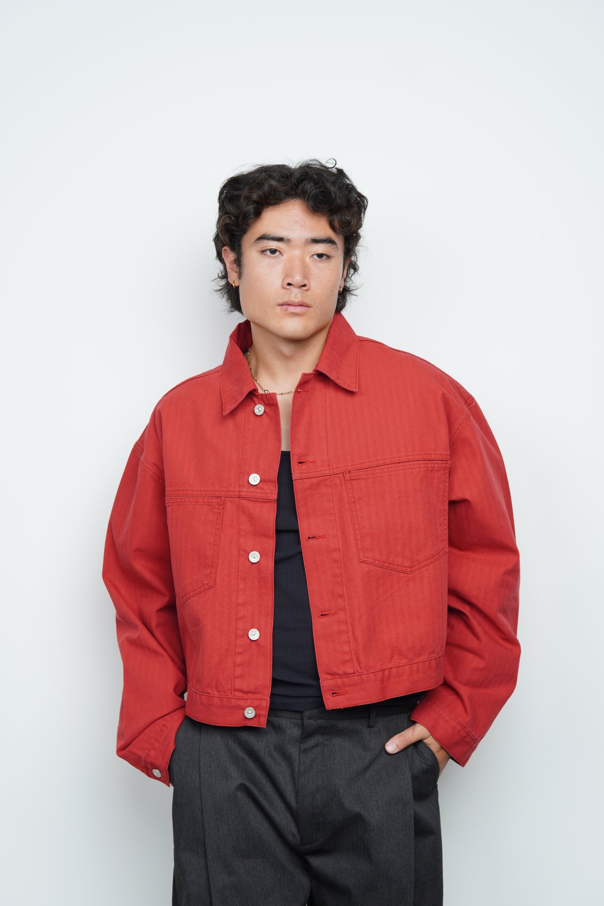 HERRINGBONE CROP JACKET