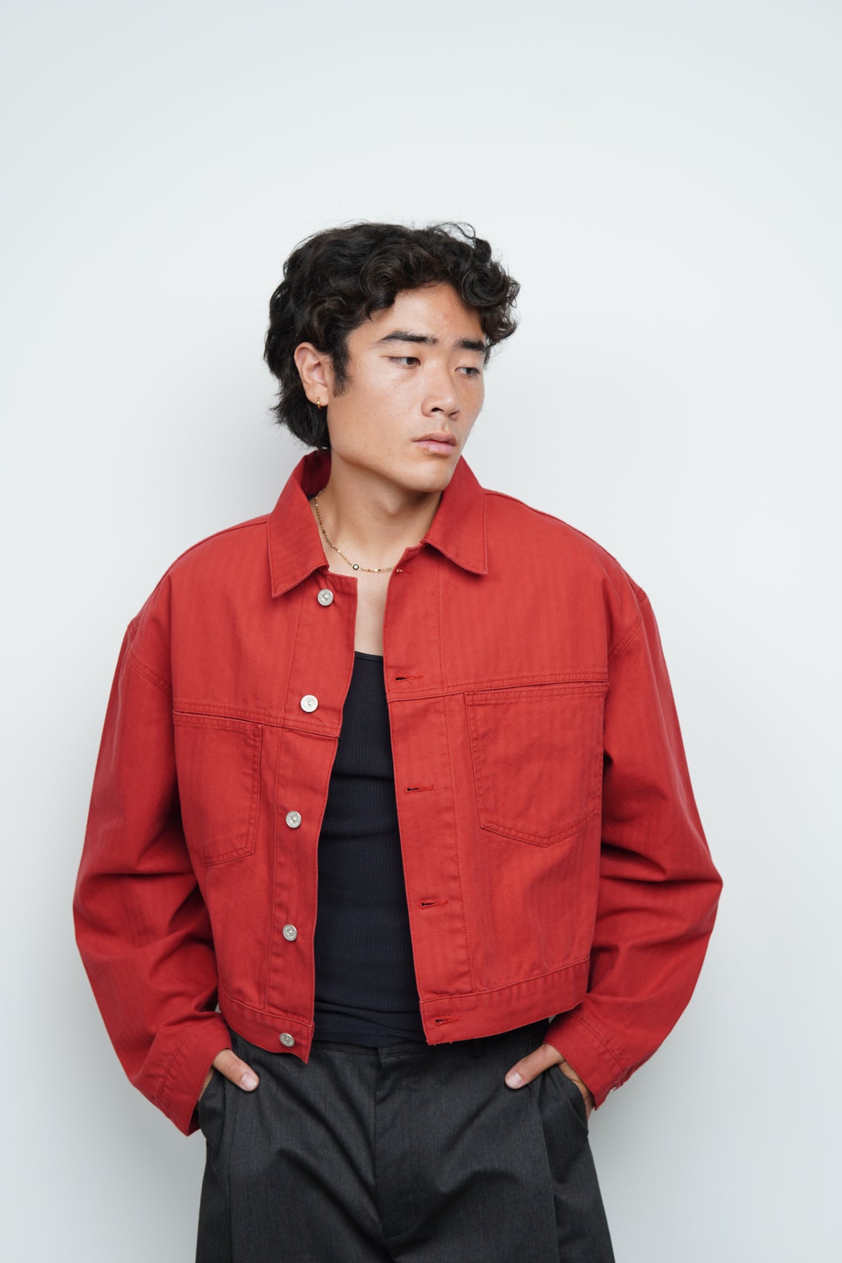 HERRINGBONE CROP JACKET