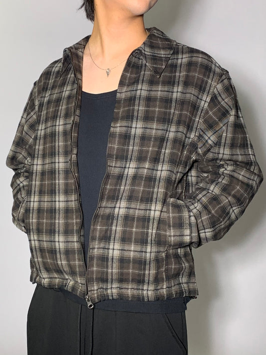 WASHED CROP CHECK JACKET