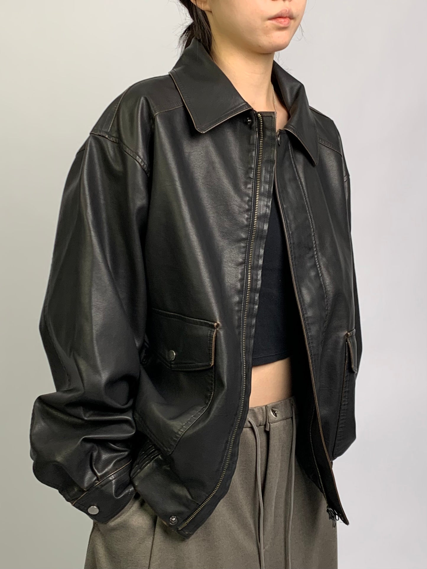 WASHED LEATHER BLOUSON