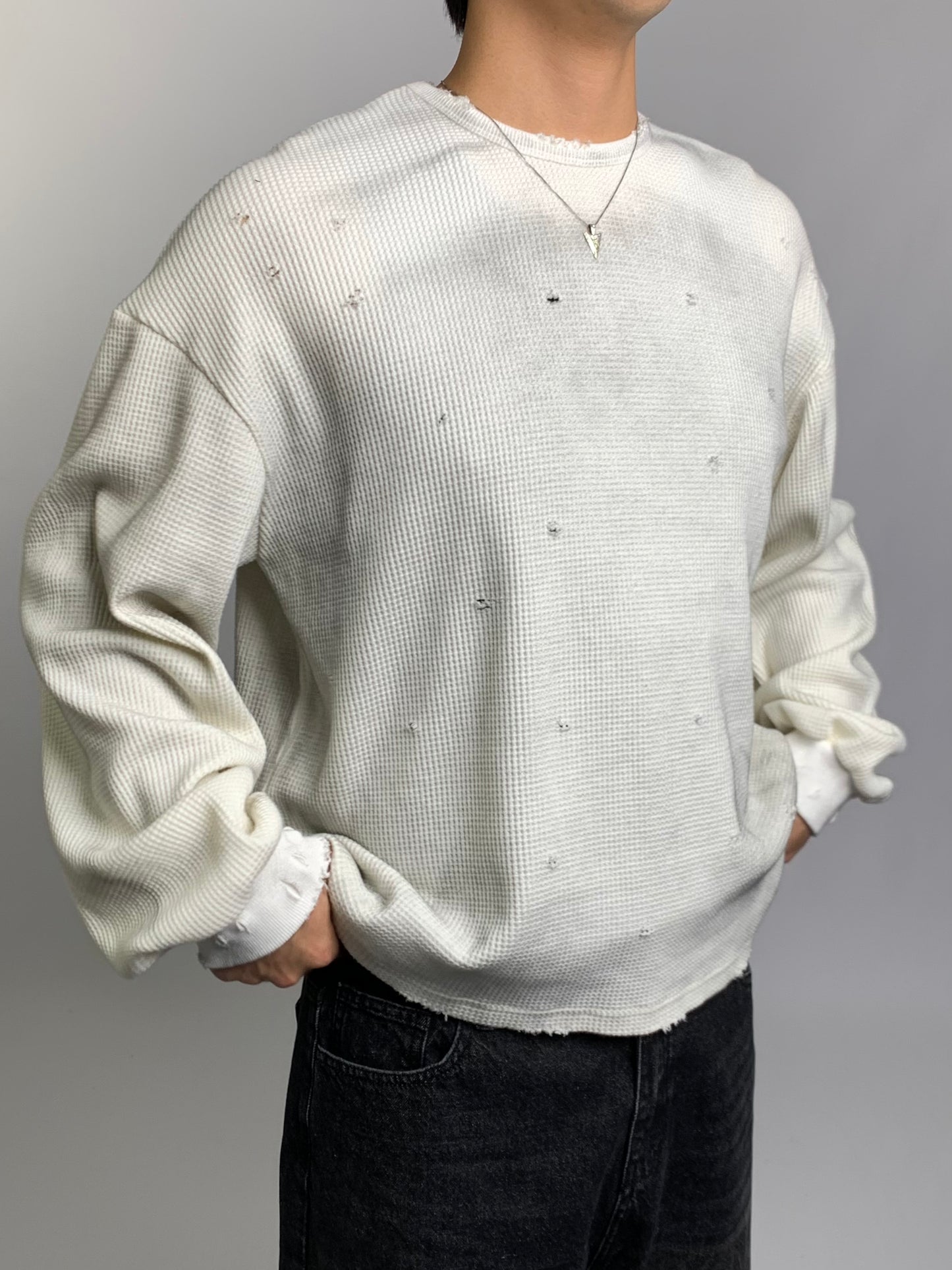 DISTRESSED WAFFLE TEE