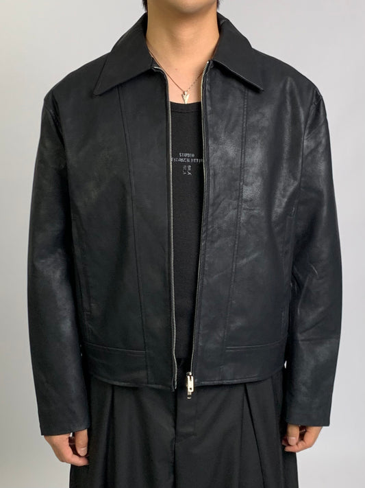 CROP LEATHER JACKET