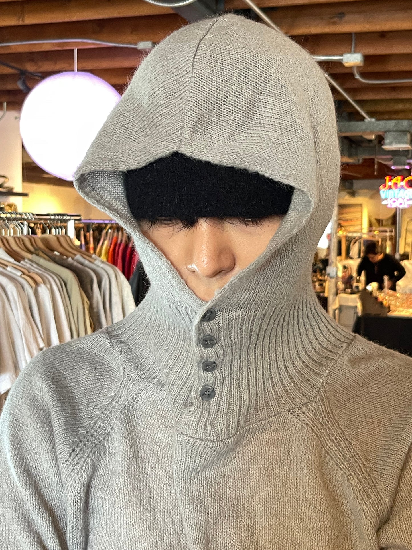 MOHAIR KNIT HOODIE