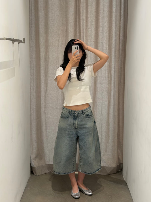WASHED DENIM BERMUDA