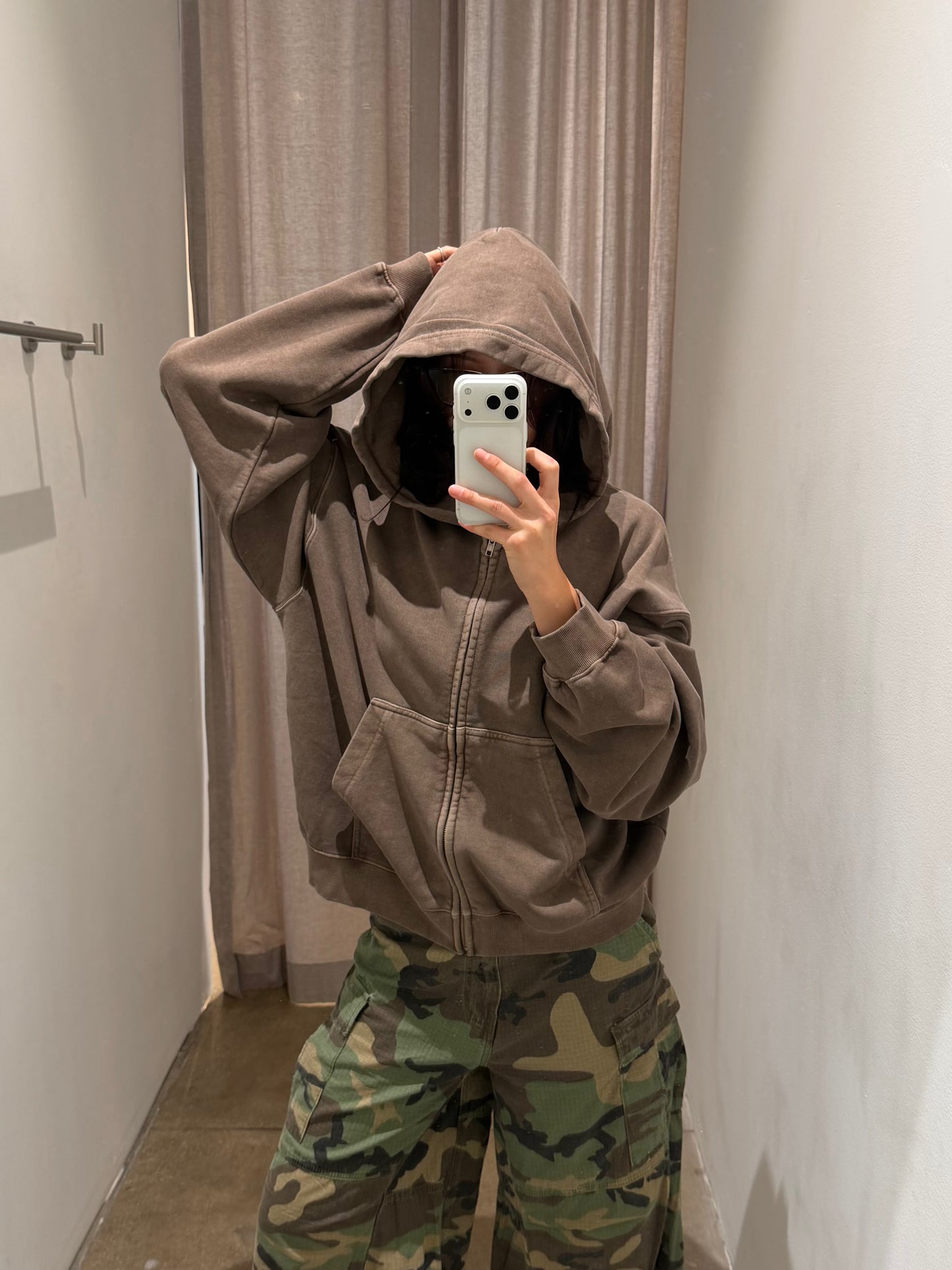 WASHED CROP ZIP UP