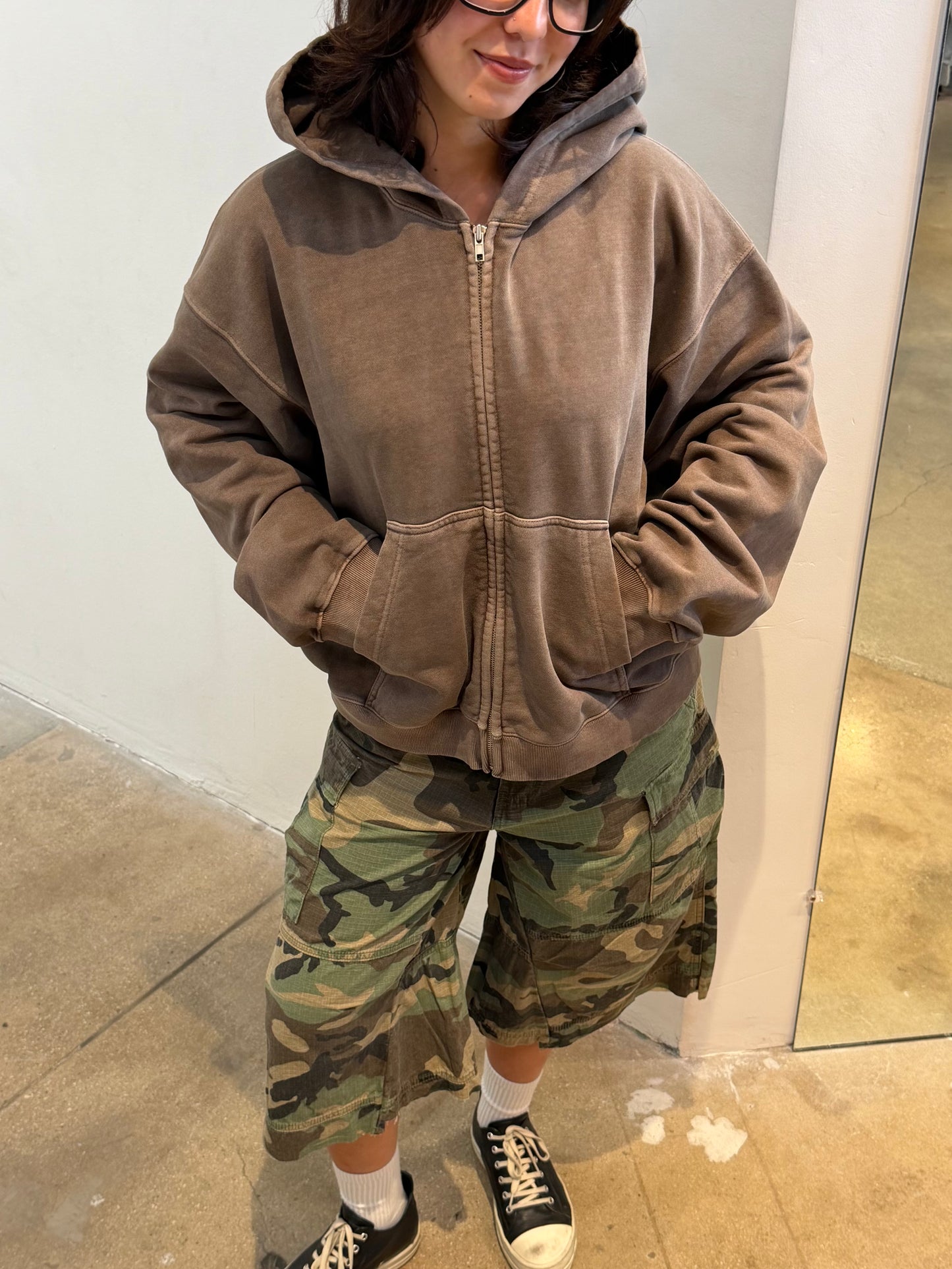 WASHED CROP ZIP UP