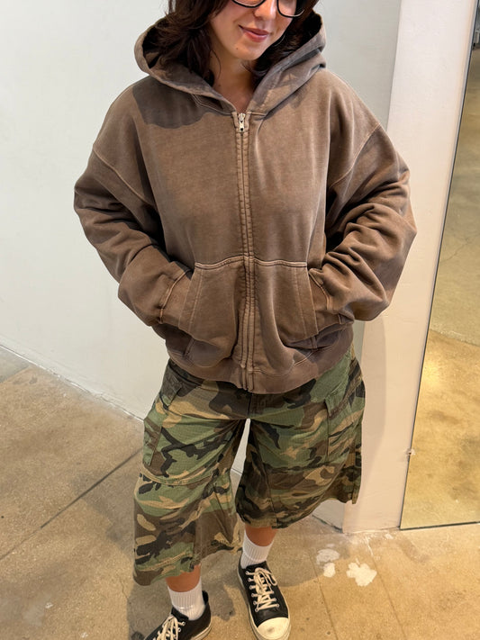 WASHED CROP ZIP UP