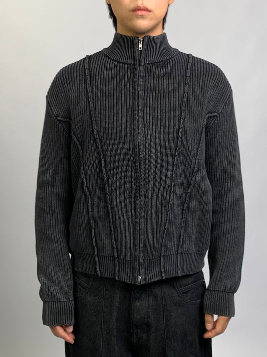 LINE WASHING KNIT ZIP UP
