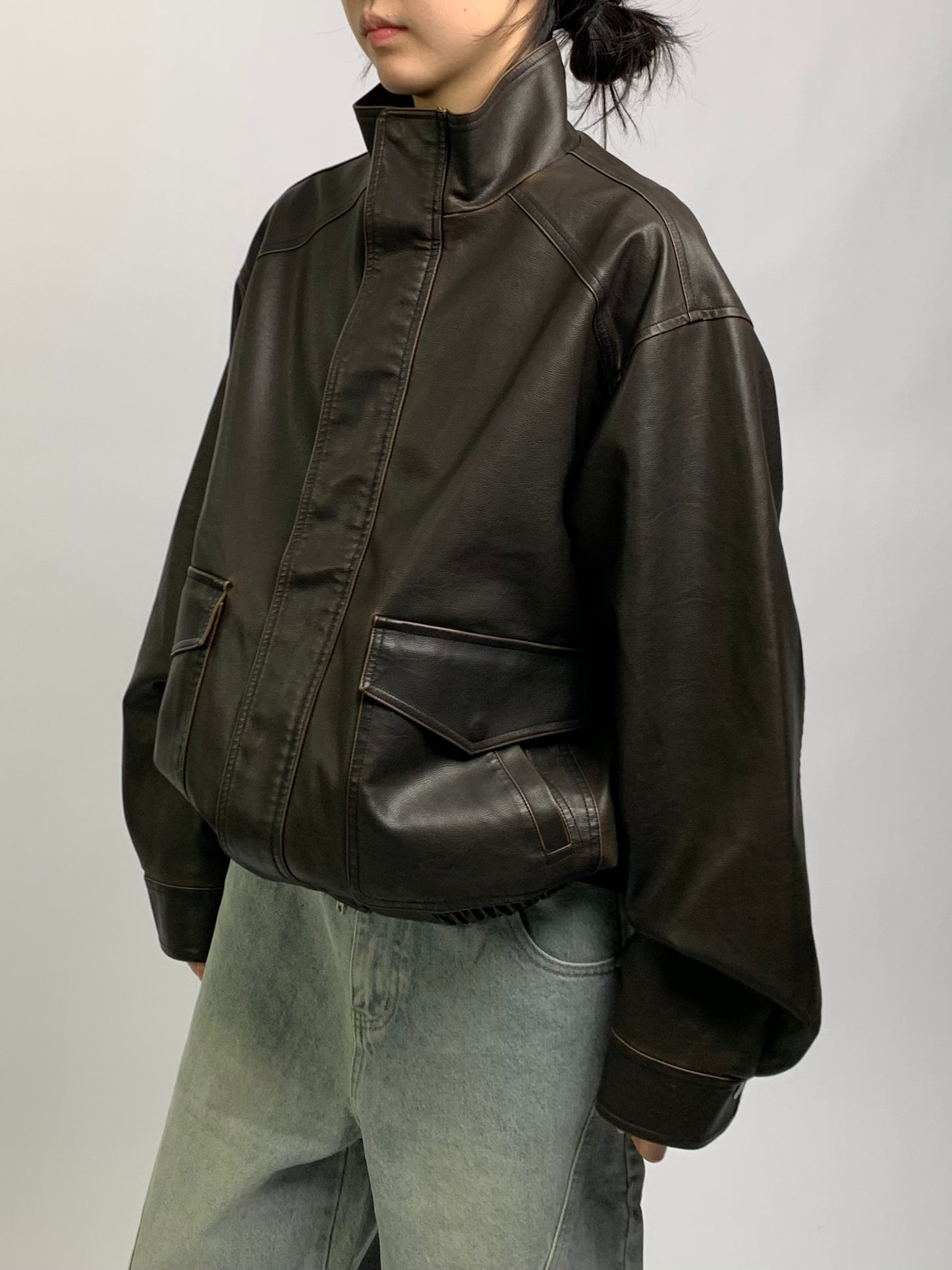 OVERSIZED LEATHER BLOUSON