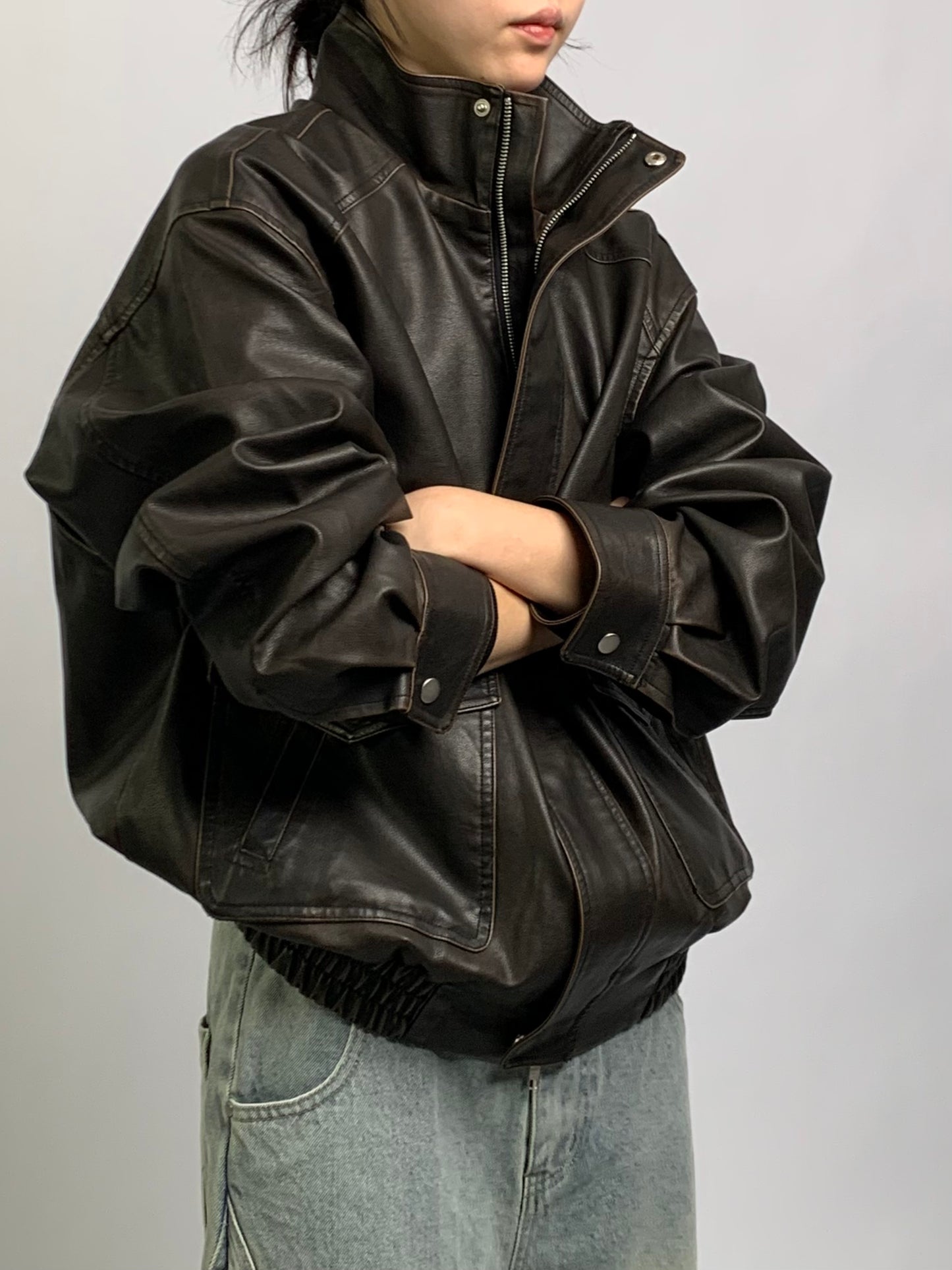 OVERSIZED LEATHER BLOUSON
