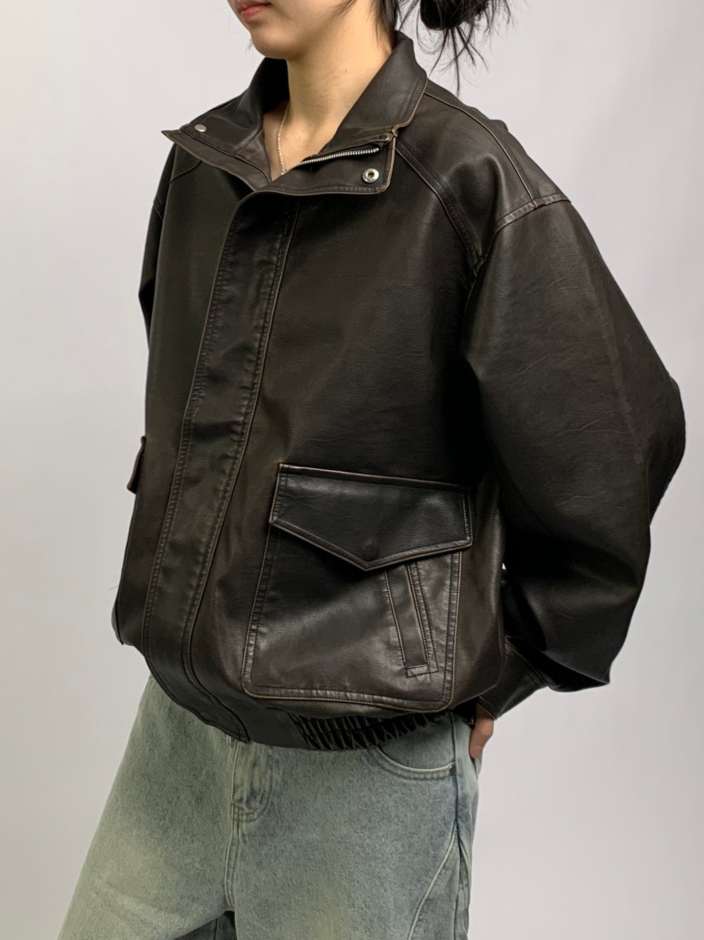 OVERSIZED LEATHER BLOUSON