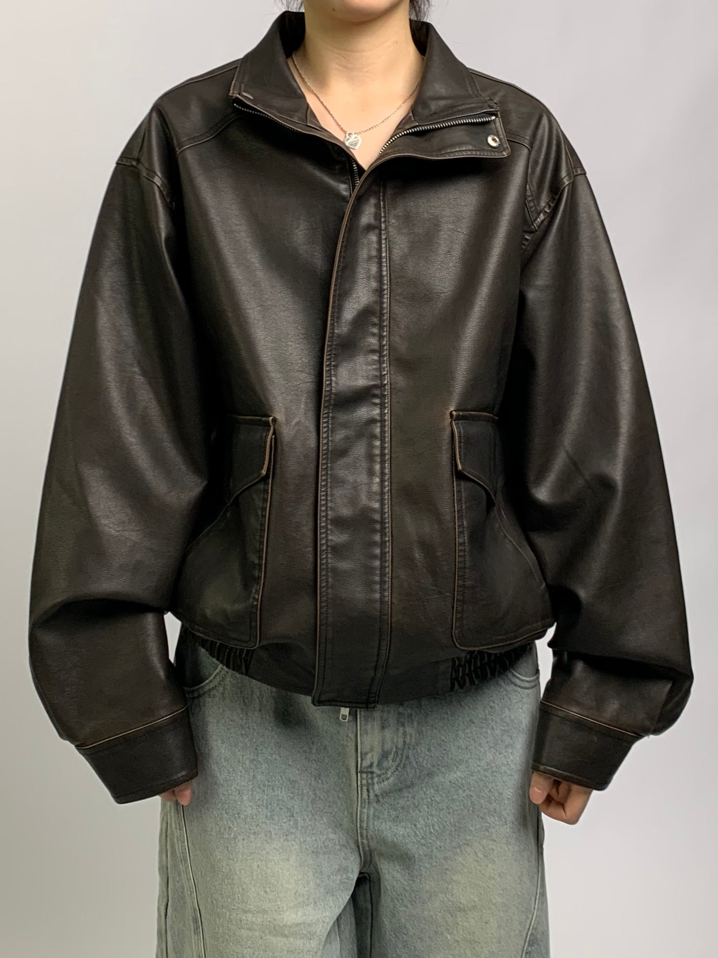 OVERSIZED LEATHER BLOUSON