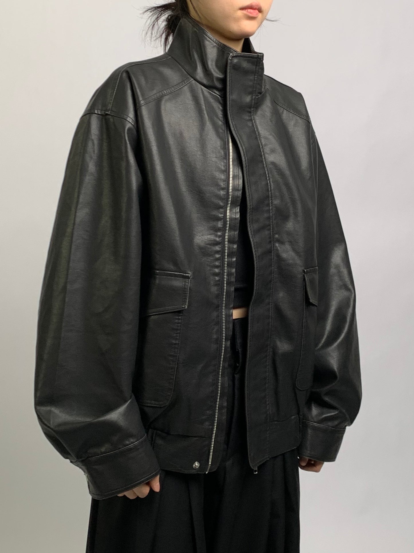 OVERSIZED LEATHER BLOUSON