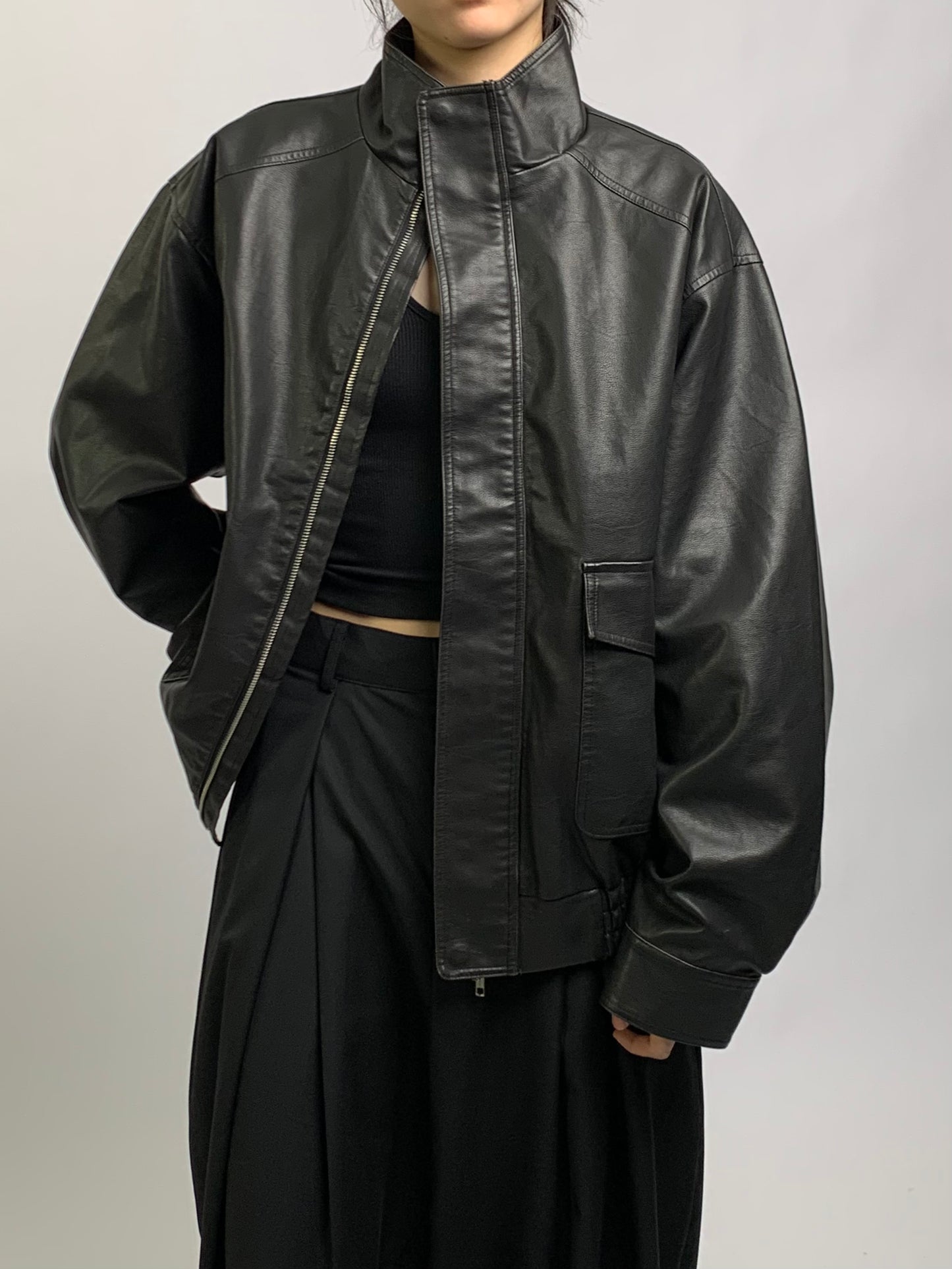 OVERSIZED LEATHER BLOUSON